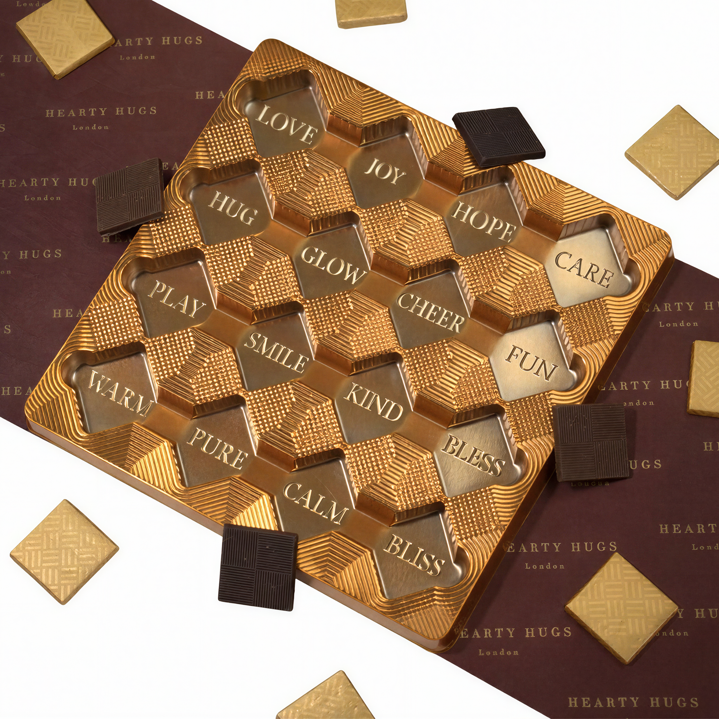 Hearty Hugs Luxury Christmas & New Year Chocolate Gift Box – 20 Premium Assorted Chocolates (Crown Purple)