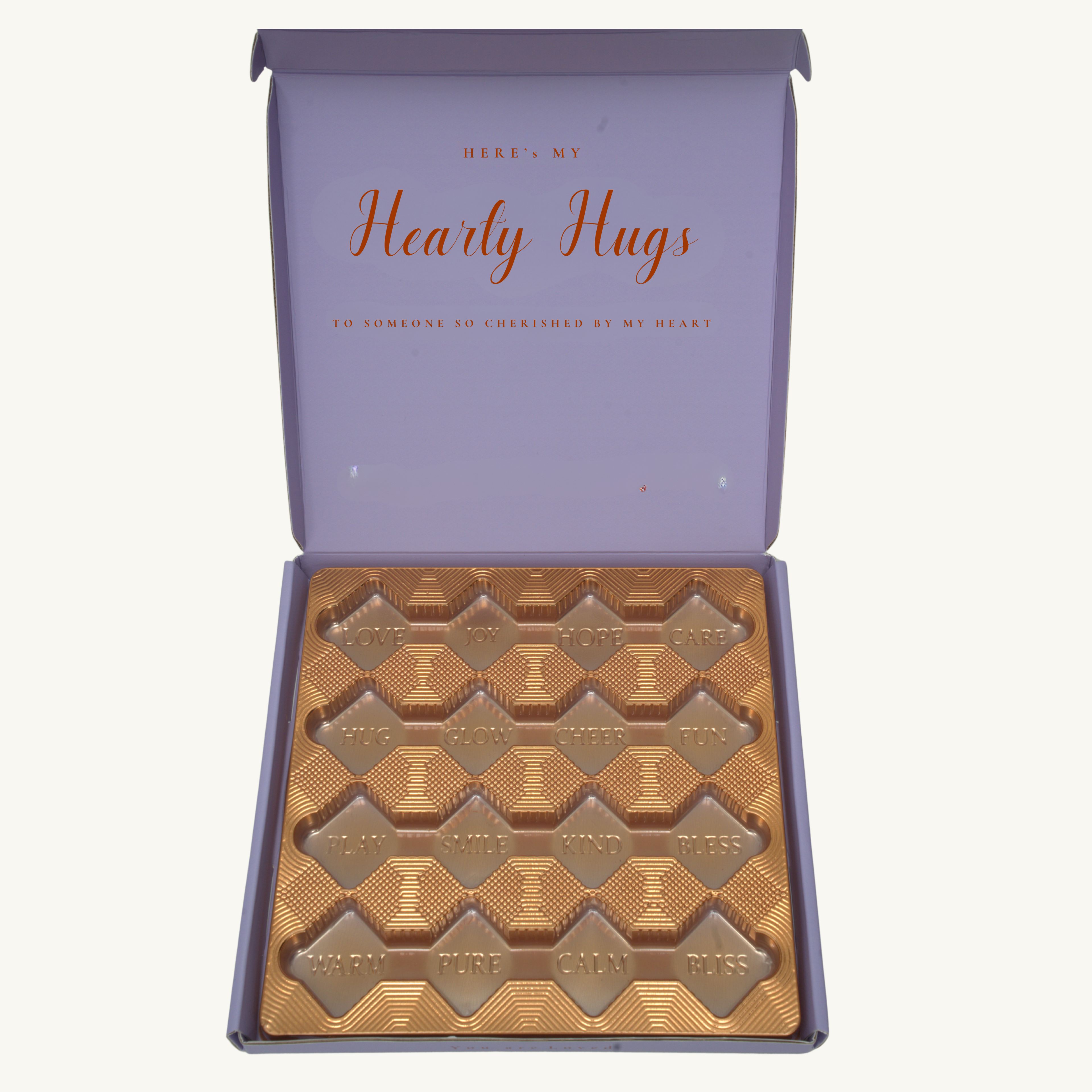 Hearty Hugs Luxury Birthday Chocolate Gift Box – 20 Premium Assorted Chocolates – Premium Chocolate Hamper Gift for Her & Him (Crown Purple)