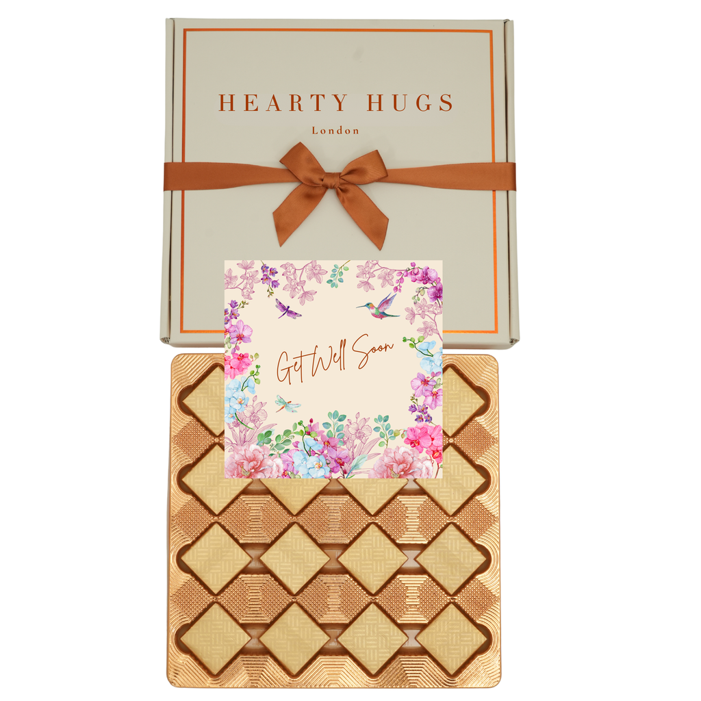 Hearty Hugs Luxury Get Well Soon Chocolate Gift Box – 20 Premium Assorted Chocolates – Premium Chocolate Hamper Gift for Her & Him (Royal Ivory)