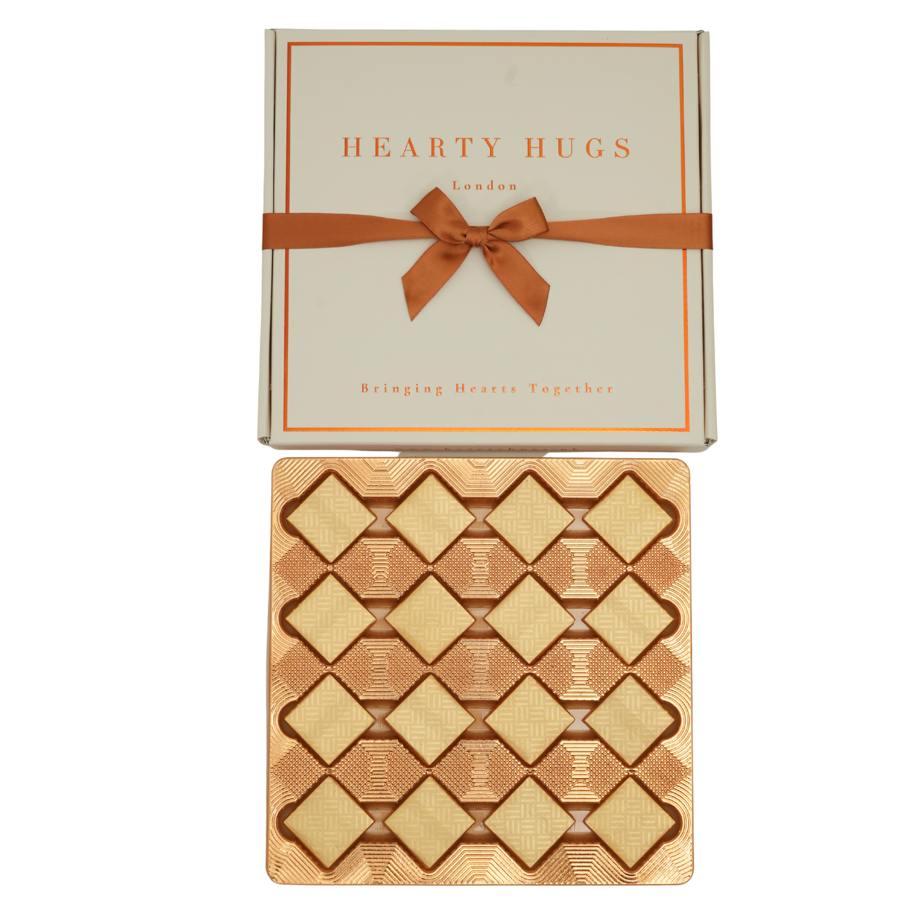 Hearty Hugs Luxury Personalised Congratulations Chocolate Gift Box – 32 Premium Assorted Chocolates – Premium Chocolate Hamper Gift for Her & Him (Royal Ivory)