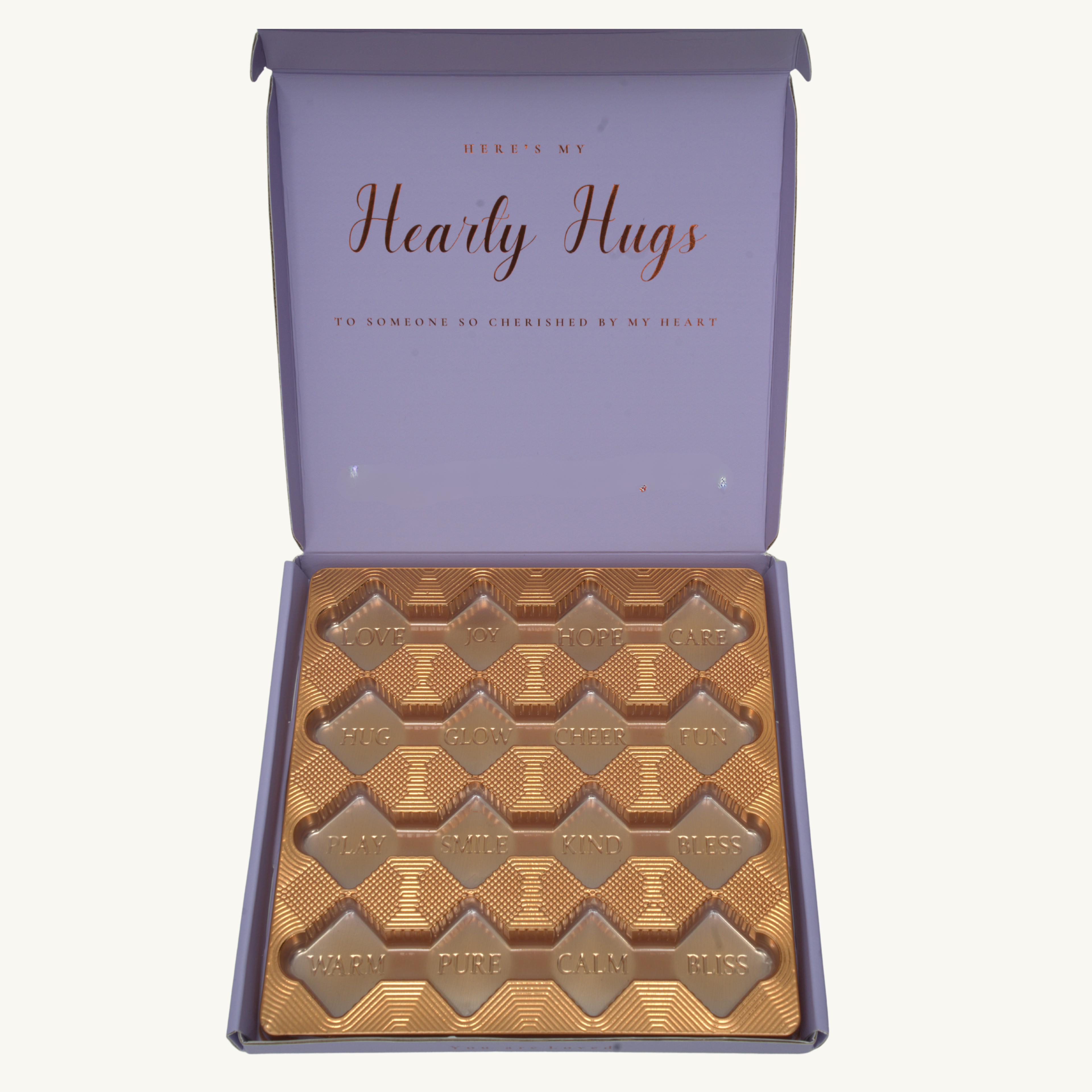 Hearty Hugs Luxury Personalized Birthday Chocolate Gift Box – 32 Premium Assorted Chocolates – Premium Chocolate Hamper Gift for Her & Him (Crown Purple)