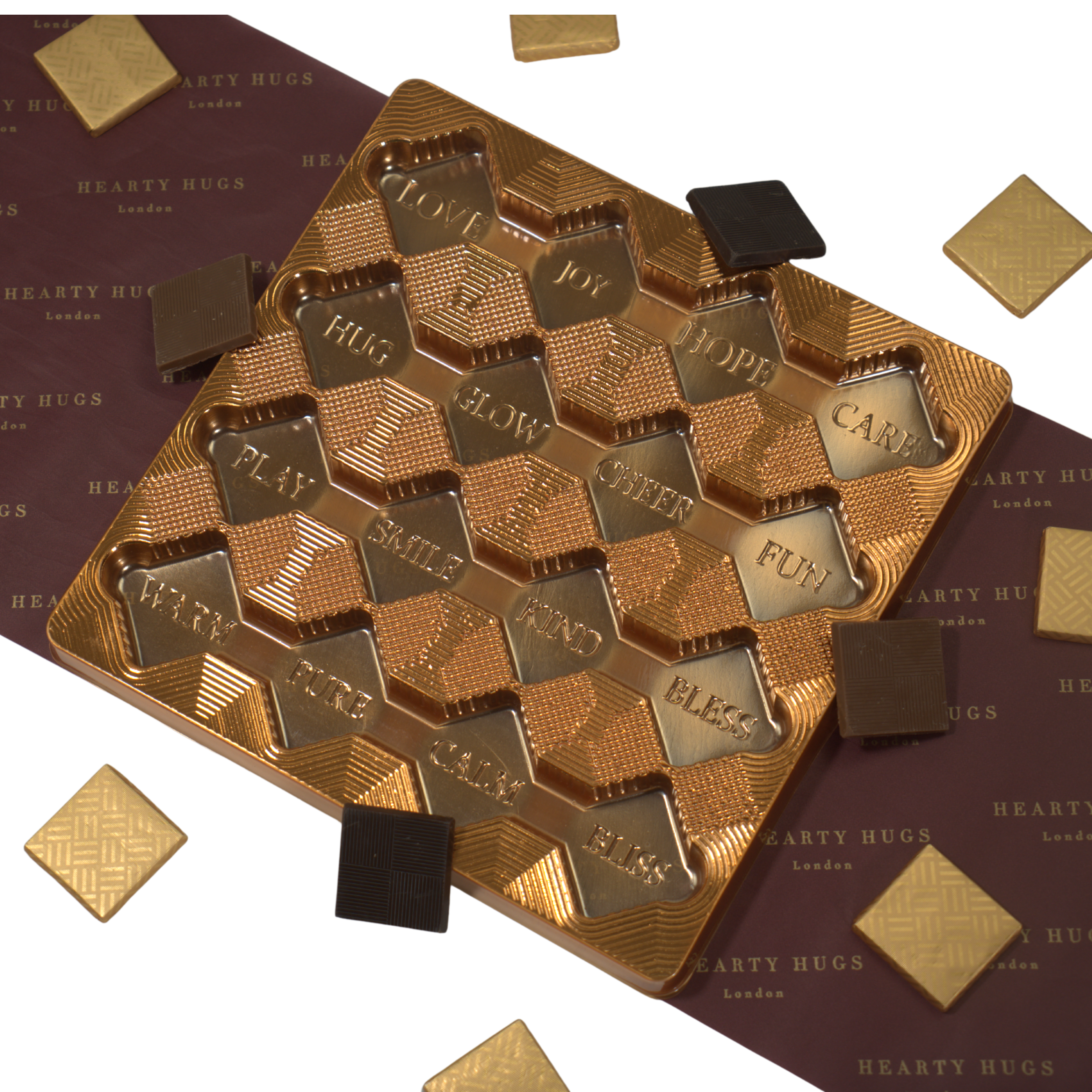 Hearty Hugs Luxury Thank You Chocolate Gift Box – 20 Premium Assorted Chocolates – Premium Chocolate Hamper Gift for Her & Him (Royal Ivory)