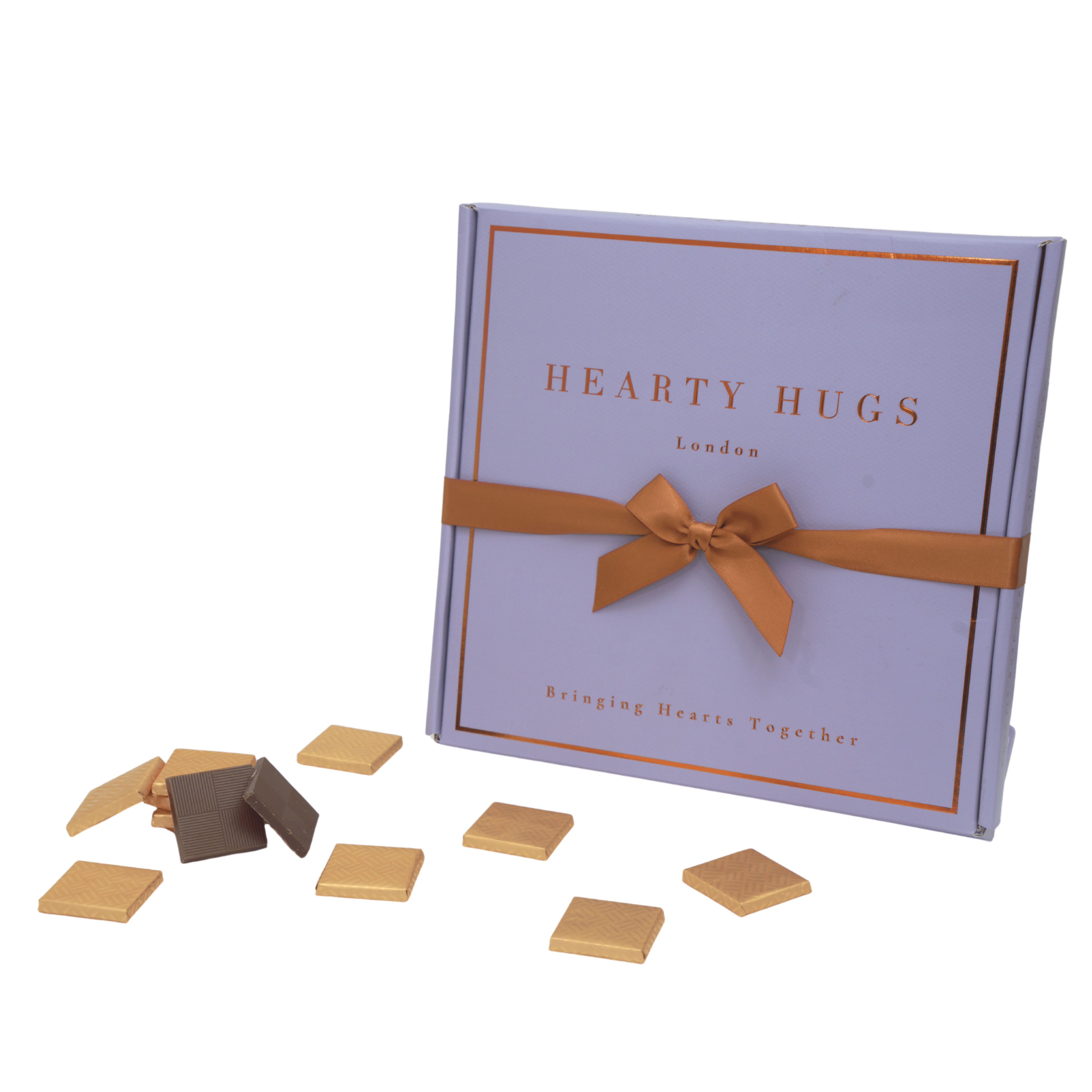 Hearty Hugs Luxury Personalised Happy Anniversary Chocolate Gift Box – 32 Premium Assorted Chocolates – Premium Chocolate Hamper Gift for Her & Him (Crown Purple)